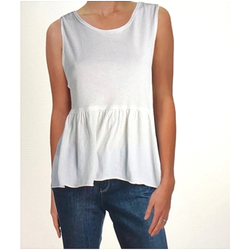Anthropologie Eri + Ali White Sleeveless Peplum Top Small